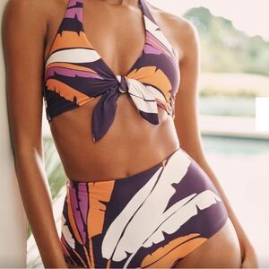 Anthropologie Vibrant Purple and Orange Bikini